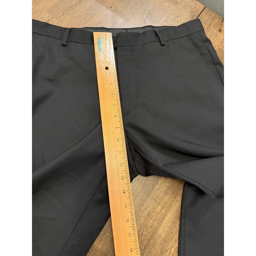 Pronto Uomo Platinum Mens Black Flat Front Dress Pants Slacks 34 Waist 30 Inseam